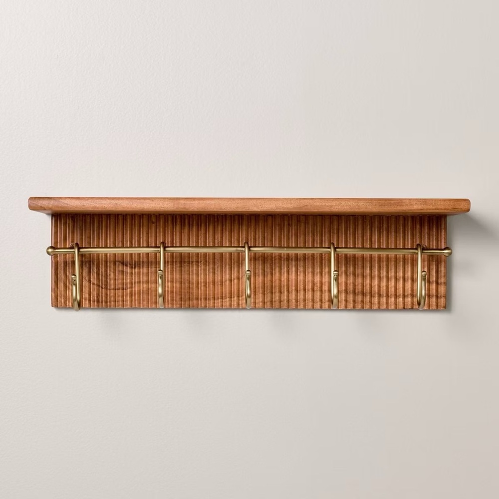 24" Grooved Wall Shelf with Rail and Hooks - Hearth & Hand™ with Magnolia